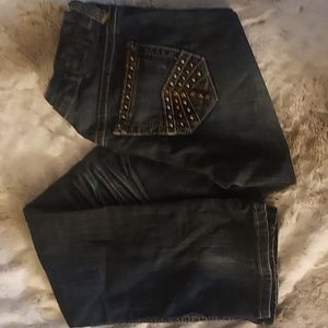 Request jeans studded pockets size 7 distressed dark wash
